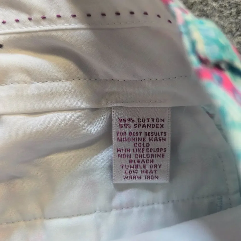 Peter Millar Shorts Womens Size 4 Green Pink Paisley 11 Inch Golf Bermuda Casual